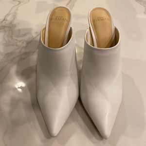 Alexandre Birman white leather slip on heels